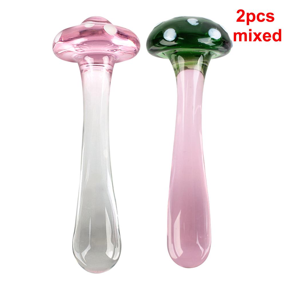 Dildos de Cristal de Hongo de 14 cm para Plug Anal Mujeres Hombres 18 Herramientas para Parejas Plug Anal Dilatador Juguetes Sexuales Juegos para Adultos Productos Eróticos Tienda