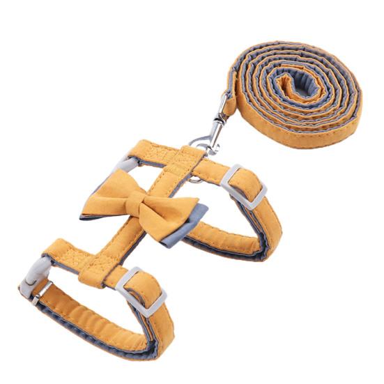Pet Traction Rope Stylish Soft Cotton Bowknot I-shaped Pet Harness Set