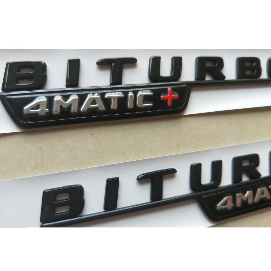 For Mercedes Benz A35 A43 C43 E43 GLC43 GLE43 CLS53 GLB35 AMG 1Pair BITURBO 4MATIC+ Emblems Badge BITURBO4MATIC+ Symbols Sticker UX0