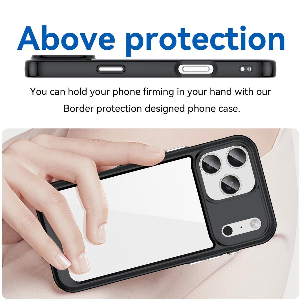 For iPhone 17 Pro Max Back Cover WANLONFENG XC Series TPU Acrylic Phone Case with Tempered Glass Film