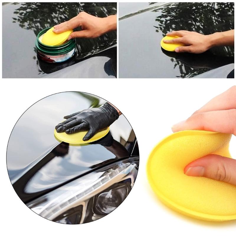 12Pcs Car Round Waxing Polish Wax Foam Sponge Applicator Pads 10cm Cleaning Sponge Clean Washer Washing Tool Car Clean