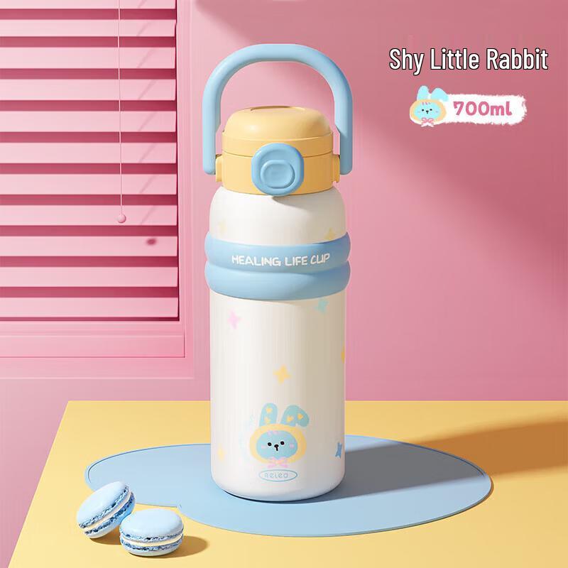 Wushengwu Kids 316L Stainless Steel Straw Thermos Bottle 700ml