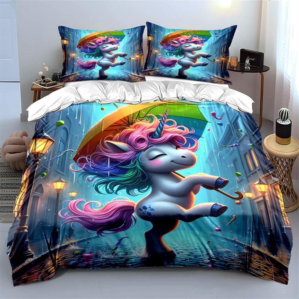 """Buntes Einhorn Bettwäscheset" Bettwäsche Bettbezug-Set Bettbezug Kissenbezüge""" (1 * Bettbezug 2 * Kissenbezüge, ohne Bettdecke)