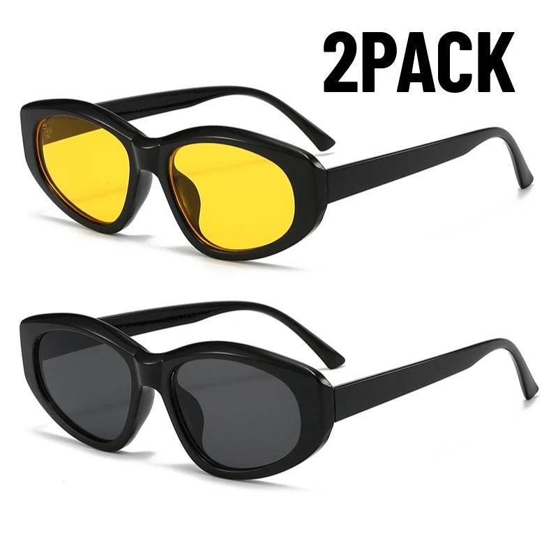 1/2PACK Oval Sunglasses Women Men Fashion Multicolor Gradient Shades Sun Glasses Designer Brand Eyewear Gift