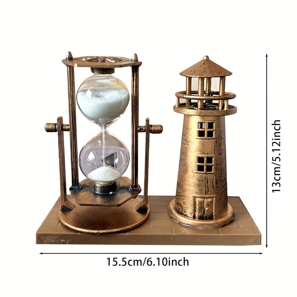 1pc Antique Bronze Lighthouse Timer Ornament for School Season, Vintage Timer Gift for Office and Home Decor, 3D Three-dimensional Desktop Ornament