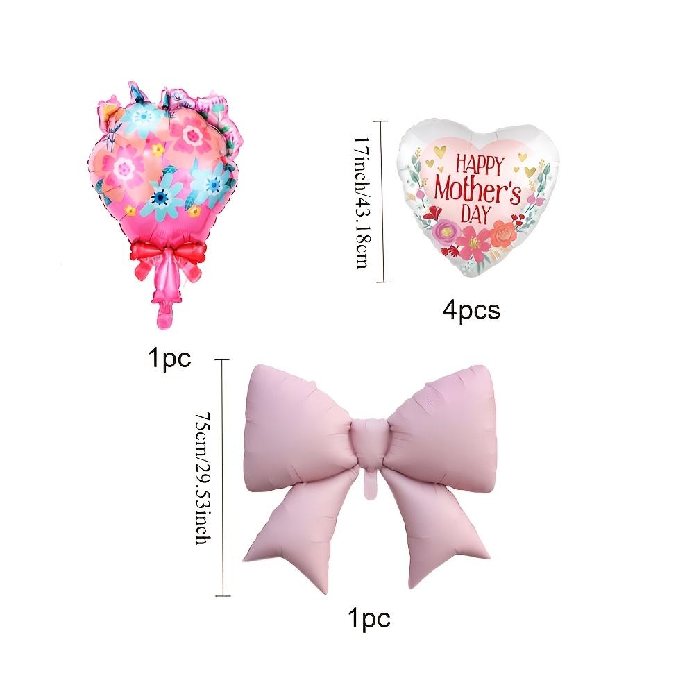 

6pcs Mother s Day Rose Bouquet Heart Bow foil balloons I love you, Mom, Happy Mother s Day,holiday Parties Decoration Supplies 18inch