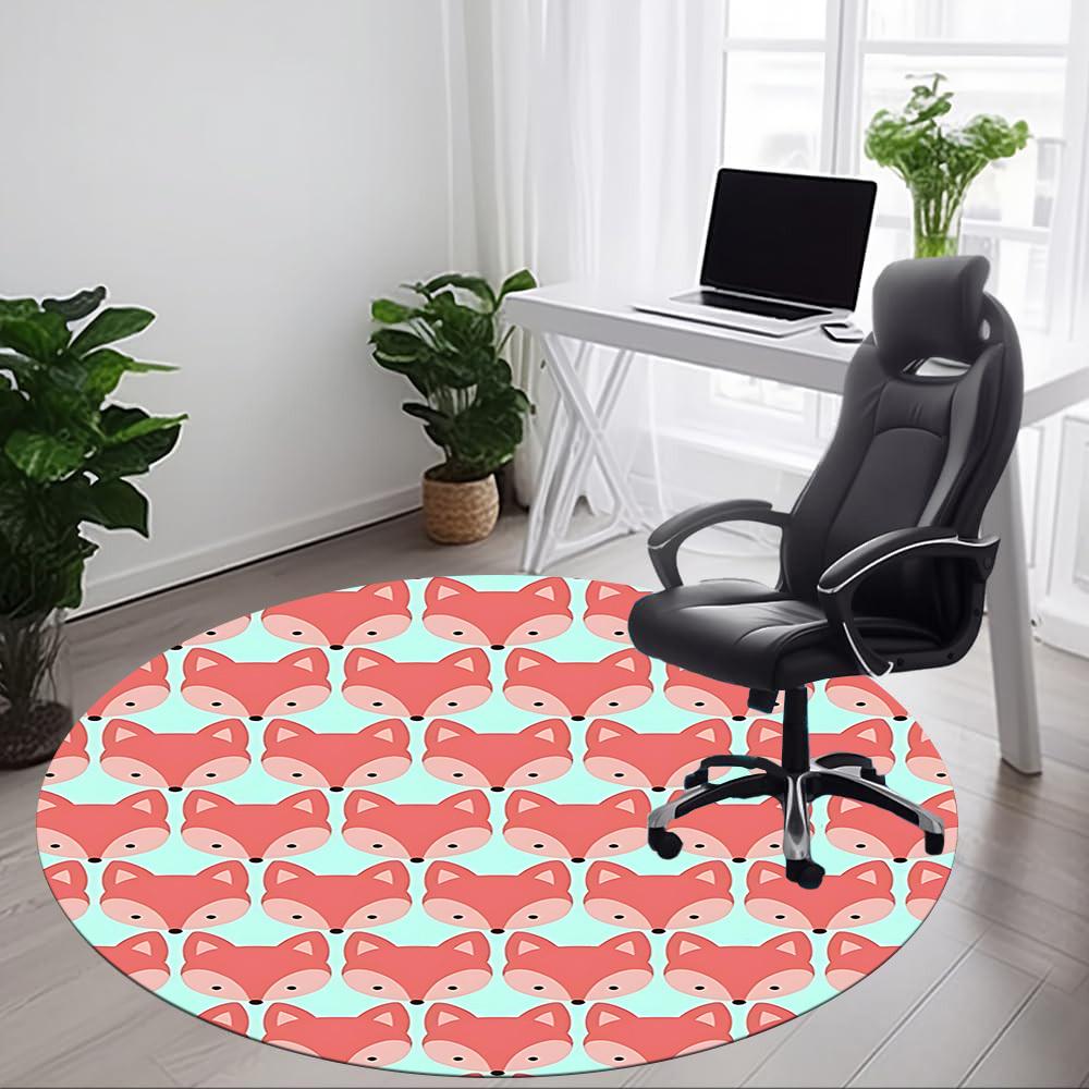 1pc Fox Pattern Chair Carpet for Office Non Slip, Machine Washable Rug for Office, Room Holiday Decor for Christmas, Birthday Polyester