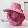 With Mask Sunshade Shawl Cap Floral Neck Protection Hat Portable Picking Tea Hat  Women