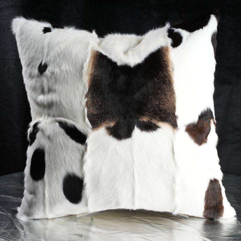 Plush Cow Print Pillowcase 50x50cm Double-sided Cushion Cover Artistic Color-block Throw Pillow Cover Home Decor