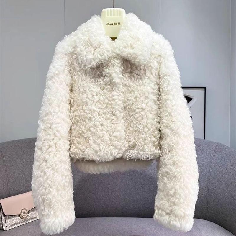 Autumn and Winter New Imitation Lamb Wool Short Fur Coat Women's Thickened Fashion Imitation Wool Roll Coat