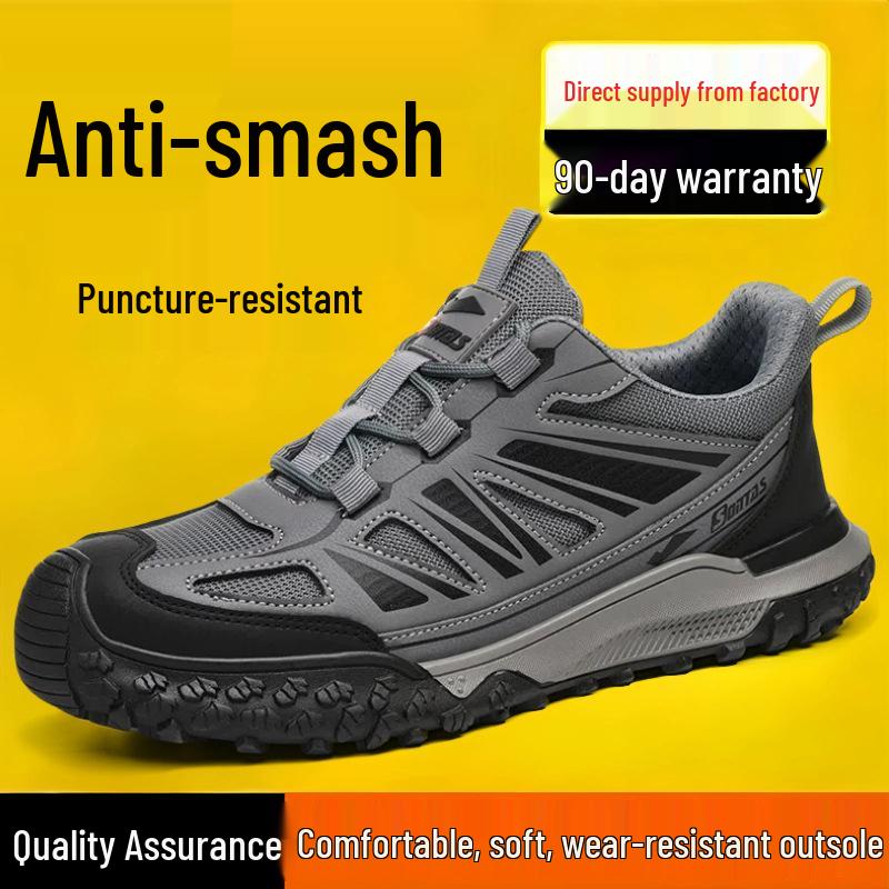 Men's Summer Breathable Steel Toe Safety Work Shoes - Anti-smash, Anti-puncture, Insulated for Construction Workers