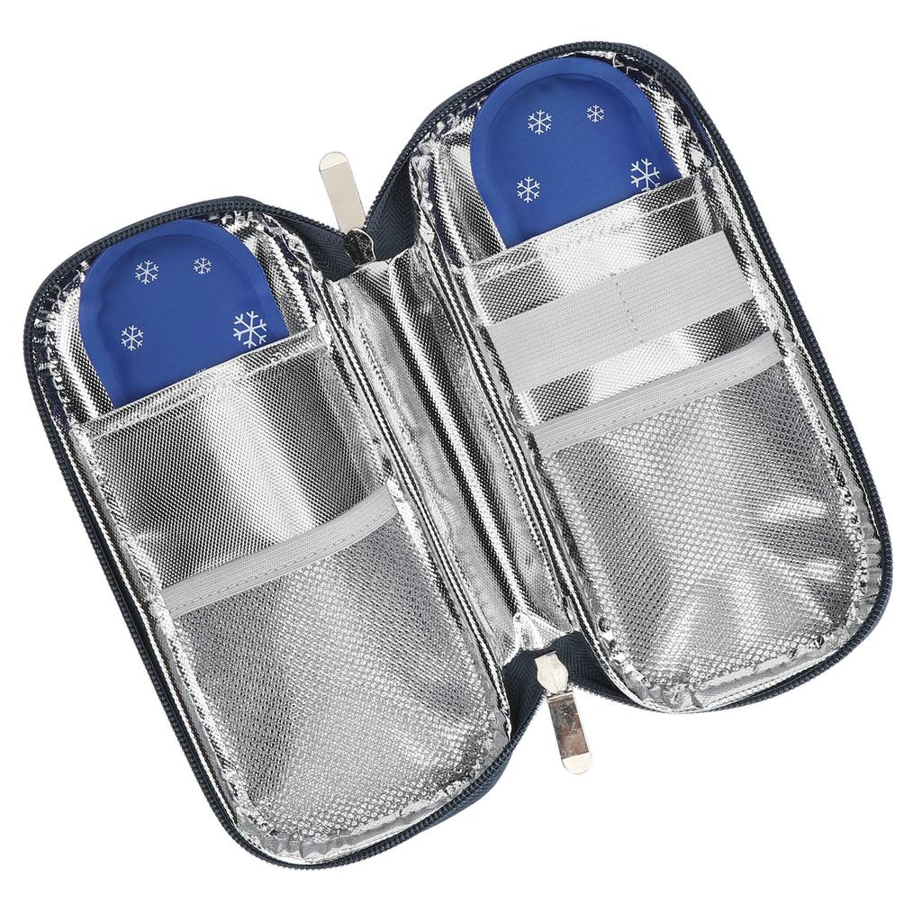 Insulin Cooler Bag Portable Lightweight Improved Insulation Convenient for Insulin Pen Glucose Monitor Blue Bottom
