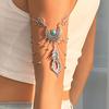 IngeSight.Z Vintage Metal Feather Pendant Upper Arm Bracelet Boho Multilayer Metal Tassel Bracelet Women's Charm Party Jewelry