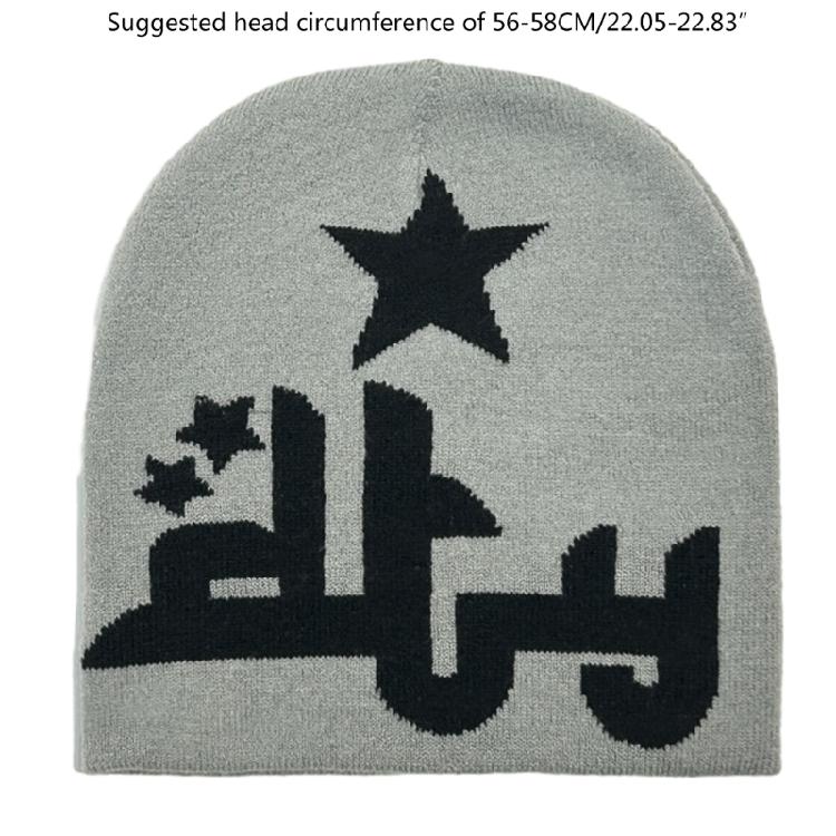 Women Knit Beanie Hats Warm Ear Protector Hat Teens Jacquard Star Handmade Hat