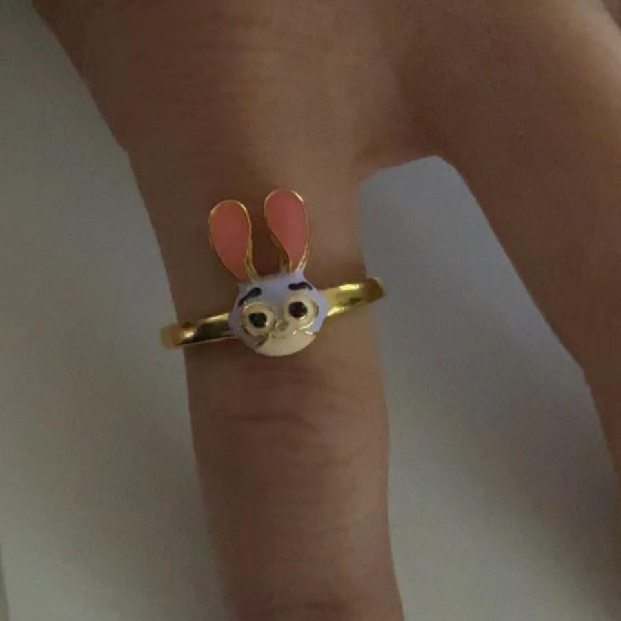 Кольцо для пары «кролик лиса» Кольцо с трехмерным изображением животного Милое аниме-кольцо