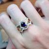 Elegant Royal Blue Sapphire Ring Women Italian Artisan Craft Maupassant Ocean Waves