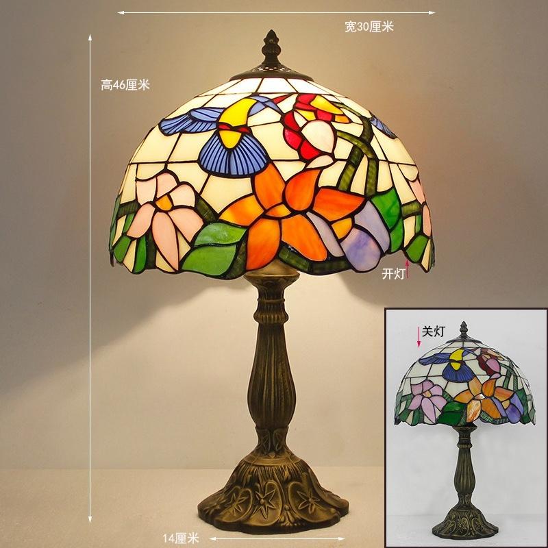 12inch 30cm Retro Tiffany Stained Glass Nostalgic Table Lamp Restaurant Bedside Lamp Retro Cafe Bar Creative Lamp