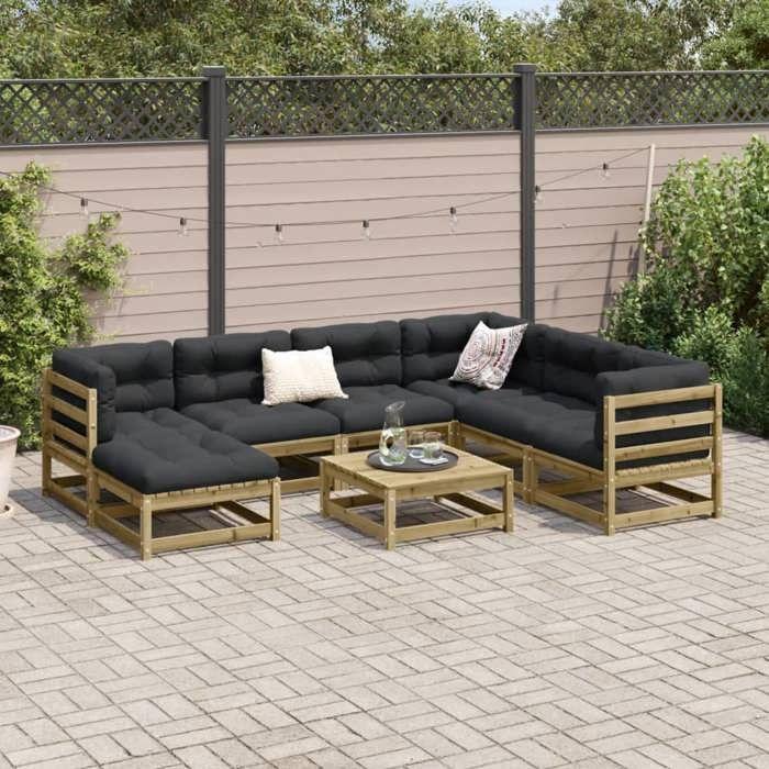 VidaXL Salon de jardin 8 pcs avec coussins bois de pin imprégné 3299559