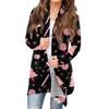 Women's Fashionable Loose-Fit Casual Cardigan With Christmas Print Mid-Length Coat