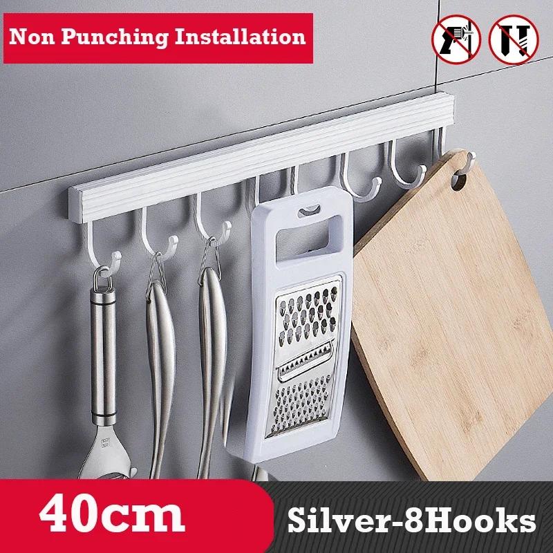 20/30/40/50CM Kitchen Hook Rack Punch-free Wall Mounted Storage Racks For Cup Kitchenware Home Bathroom Kitchen Accessories