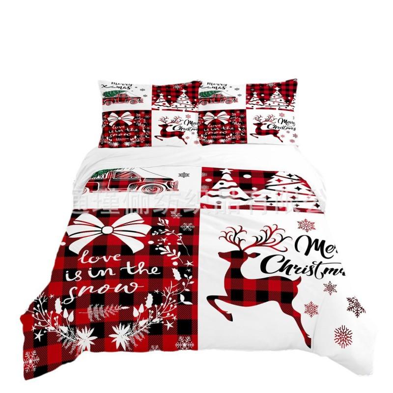 Christmas Bedding Set 3/4 Pcs Microfiber Duvet Cover Pillowcases 1.8m Bed