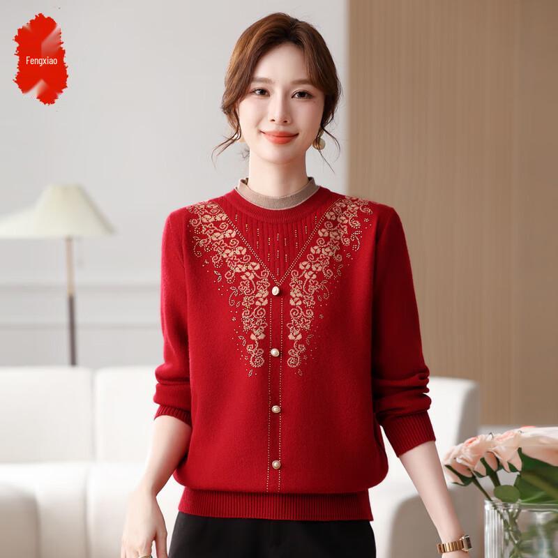 

Women s Mid-Age Winter Knit Long-Sleeve Sweater