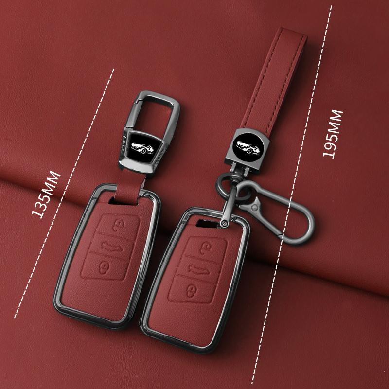 Metal Genuine Leather Auto Key Fob Cover Case Housing Fit For Vw Volkseagen Passat B8 Magotan Fit For Skoda Superb A7 Kodiaq Seat Key Ring Auto