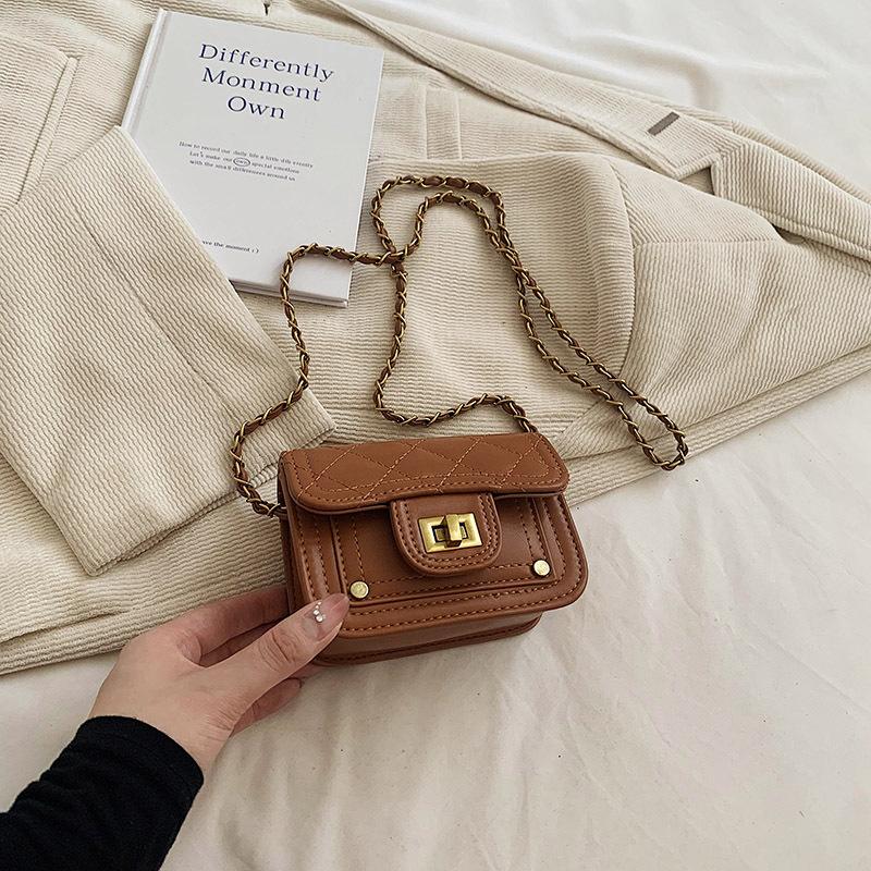 Borsa quadrata piccola alla moda per bambini, Borsa a tracolla piccola con catena Xiangfeng, Accessorio per bambini stile principessa, Portamonete