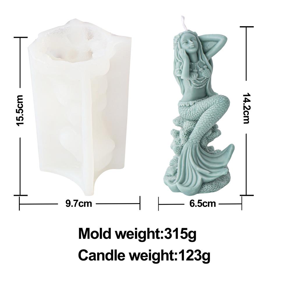 3D Mermaid Candle Silicone Mold Seated Embrace Tail Statue Sea Elf Tool DIY Sea Daughter Aroma Plaster Marine Theme Craft Decor