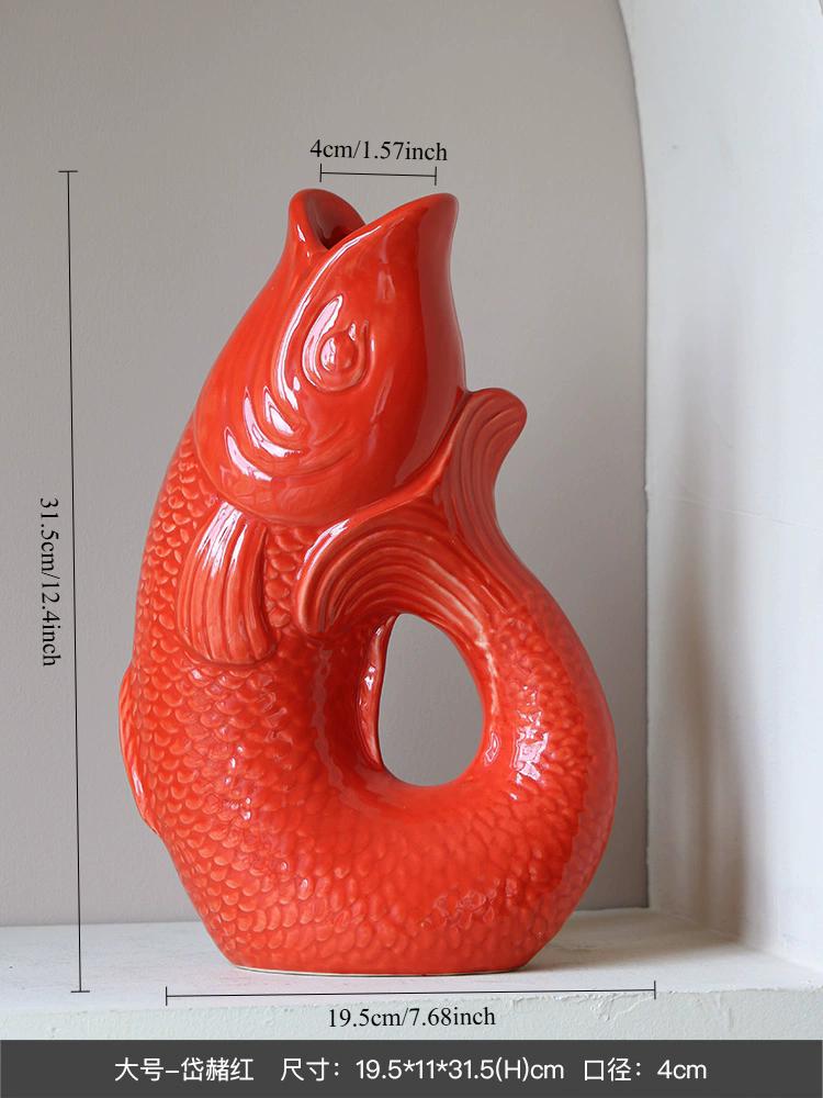 Creative Carp Ceramic Vase Plant Pots Table Decoration Ornaments Hydroponic Flower Arrangement Floral Vase Room Aesthetic Decor