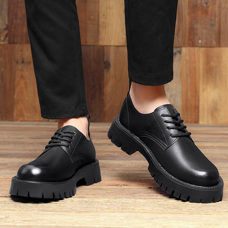 Thick soled men's leather shoes Fashionable minimalist and versatile style Outdoor Business Party Daily wedding and office shoes