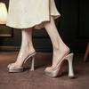 B Shallow high-heeled transparent slippers for women's spring new thin heels, super fire fairy wind sandals