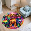 Colorful Dachshund pattern round rug,Carpet Rug for Living Room Bedroom  Playroom ,Non-slip Floor Mat,Holiday Gifts and Birthday Gifts.