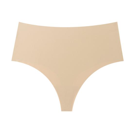 Women High Waisted Seamless Thongs Control Solid Color Breathable Tummy Panties Stretch Ladies Ice Silk Brief