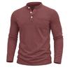 Men S Vintage Washed Long Sleeve Stand Collar Henley Shirt
