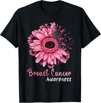 Best! Sunflower Breast Cancer Awareness Pink Ribbon October Tea Size XS-3XL, Short-sleeved Round-neck Loose-fitting Top