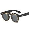 Fashion Vintage Round Steam Punk Flip Up Sunglasses Classic Double Layer Clamshell Design Sun Glasses Uv400