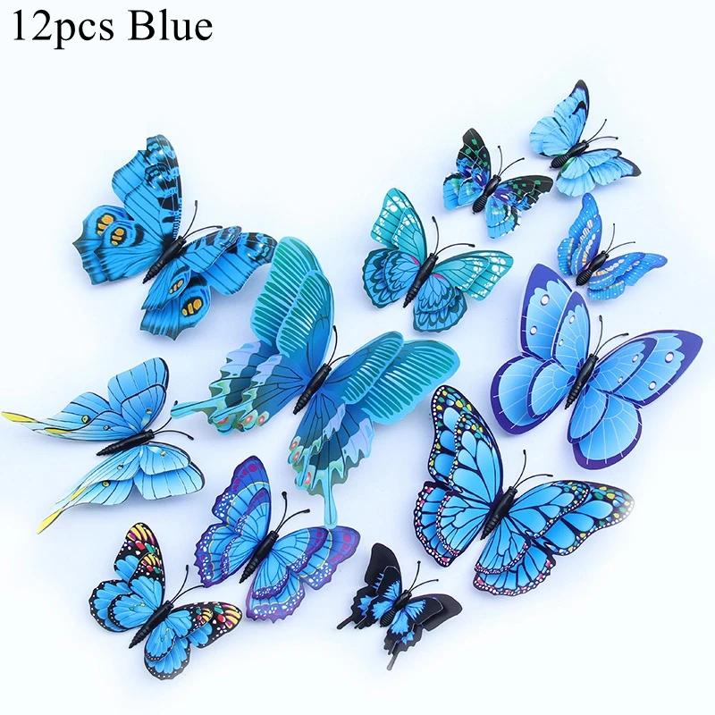 3D Butterfly Wall Stickers Decor Butterflies for Wedding Decoration Magnet Fridge Decals Decoration Sticker Pvc Color Sticker