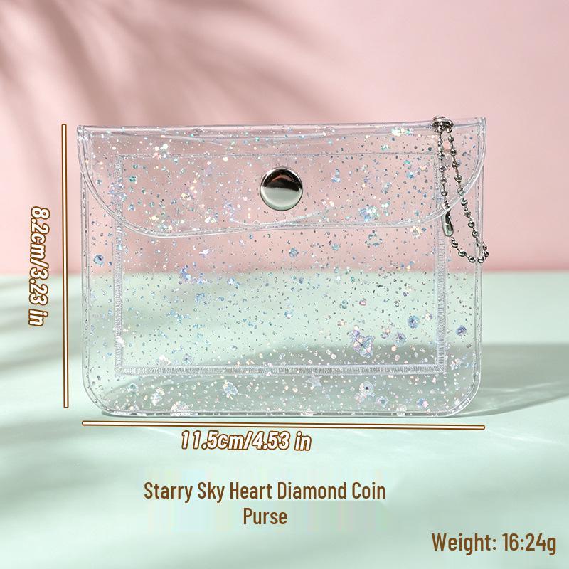 Japanese & Korean Style Snap Button PVC Mini Wallet: Cartoon Coin Purse, Portable Earphone & Key Case Pendant