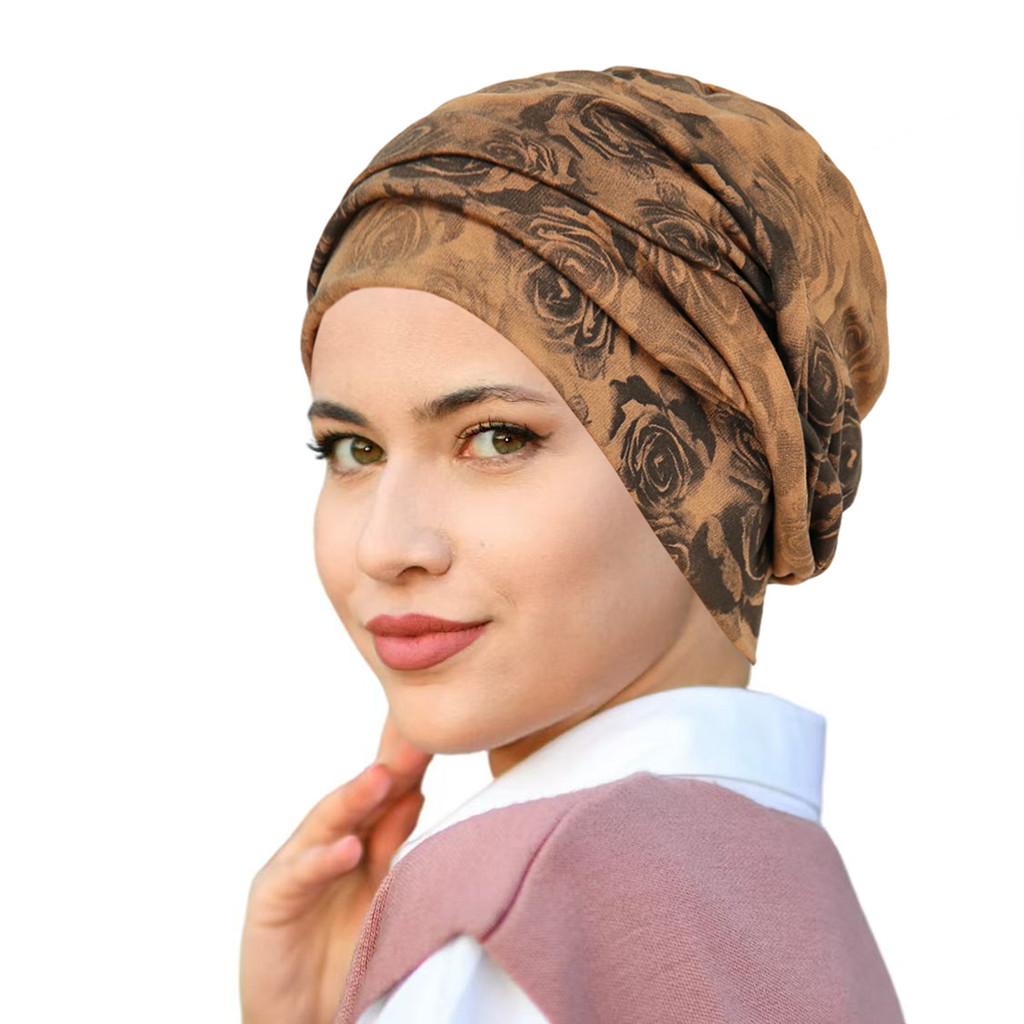 Vintage Rose Print Headscarf Cap For Women Breathable Summer And Winter Wear
