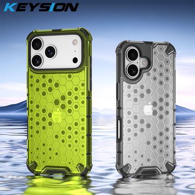 KEYSION Stoßfeste Panzerhülle für iPhone 17 Pro Max Weiches Silikon+PC Transparentes Wabenmuster Handy-Rückcover für iPhone 17 17 Air