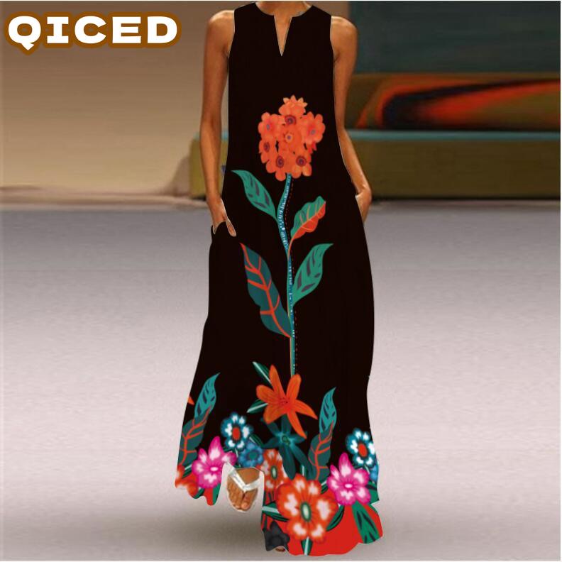 QICED Abiti Casual Senza Maniche Girocollo Moda Estate Primavera