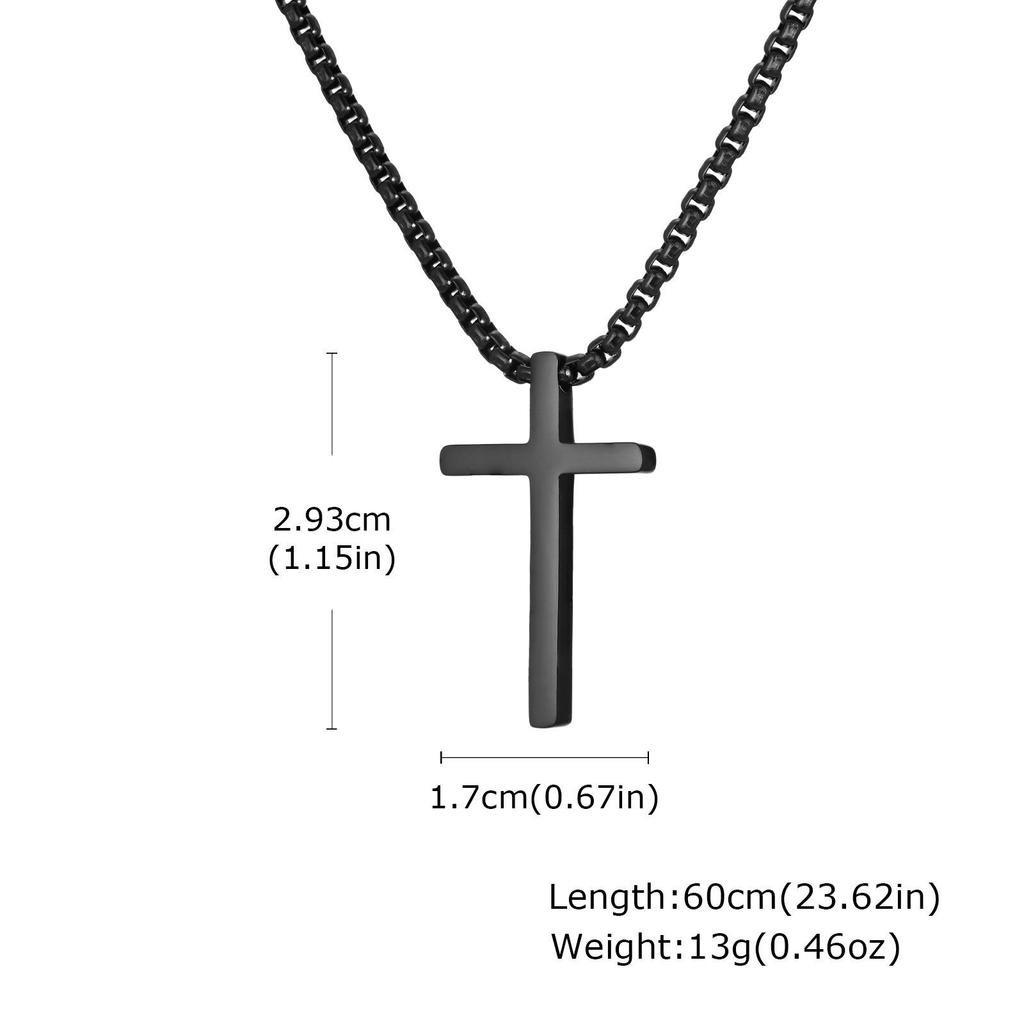 Stainless Steel Simple Cross Pendant Necklace, Multiple Sizes for Men and Women (Model 2103)
