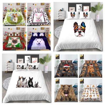 Nuevo juego de funda de edredón de moda, juegos de cama para perros, fundas nórdicas estampadas para mascotas, textiles para el hogar tamaño Queen King con funda de almohada, juegos de cama suaves