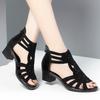 3.5cm Plus Size 35-43 Comfortable Genuine Leather Sandals Platform Shoes 2025 Med Block Heels Gladiator Sandals Office Mom