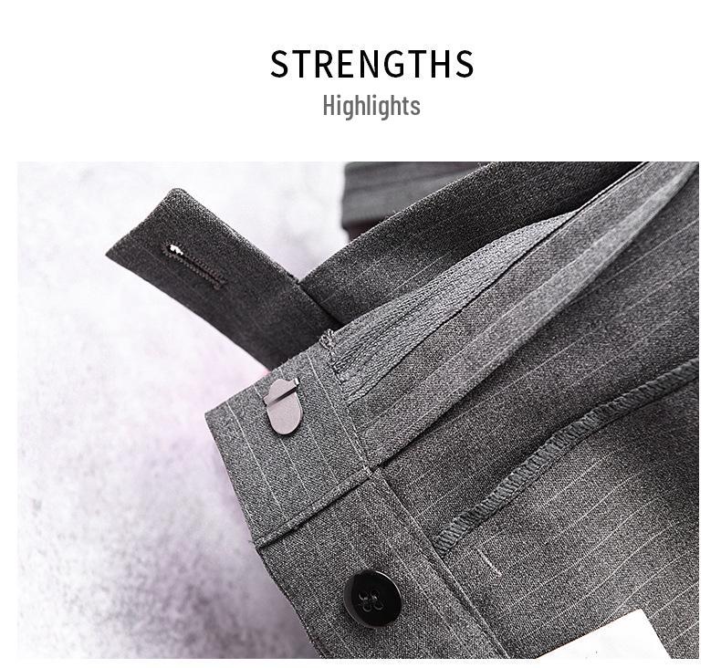 083 Women's Color-Spun Striped Professional Straight-Leg Slimming Suit Pants