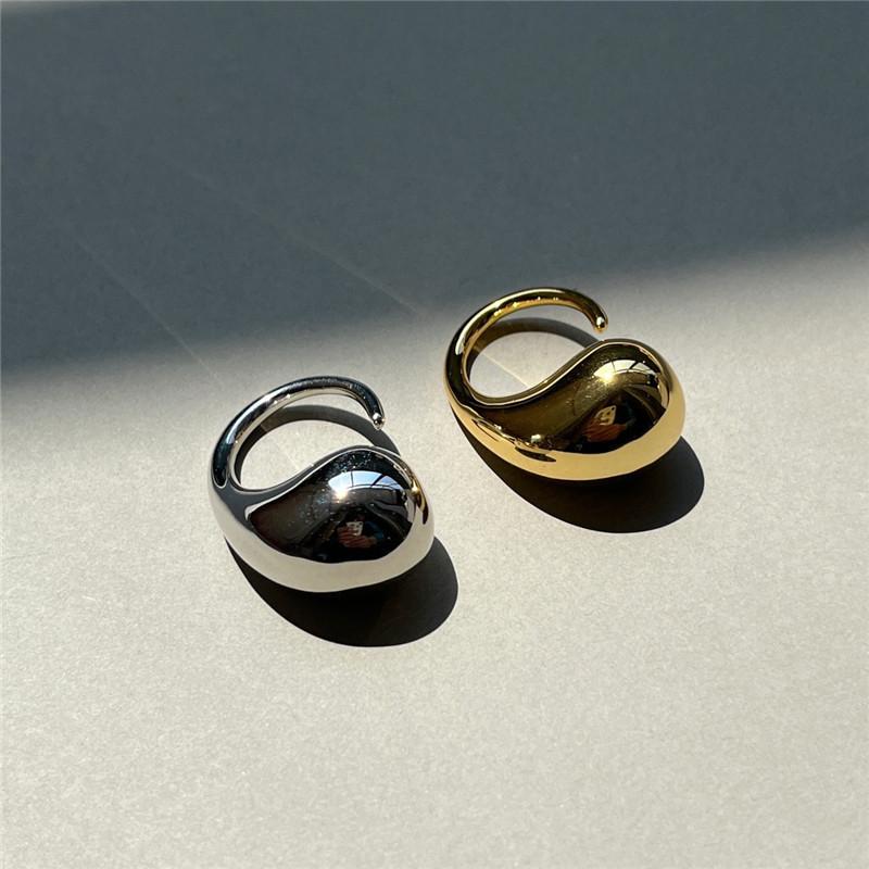 New Fashion Designer Gold copper Colour Water Drop Ring Woman Europe America Luxury Jewelry Trendy