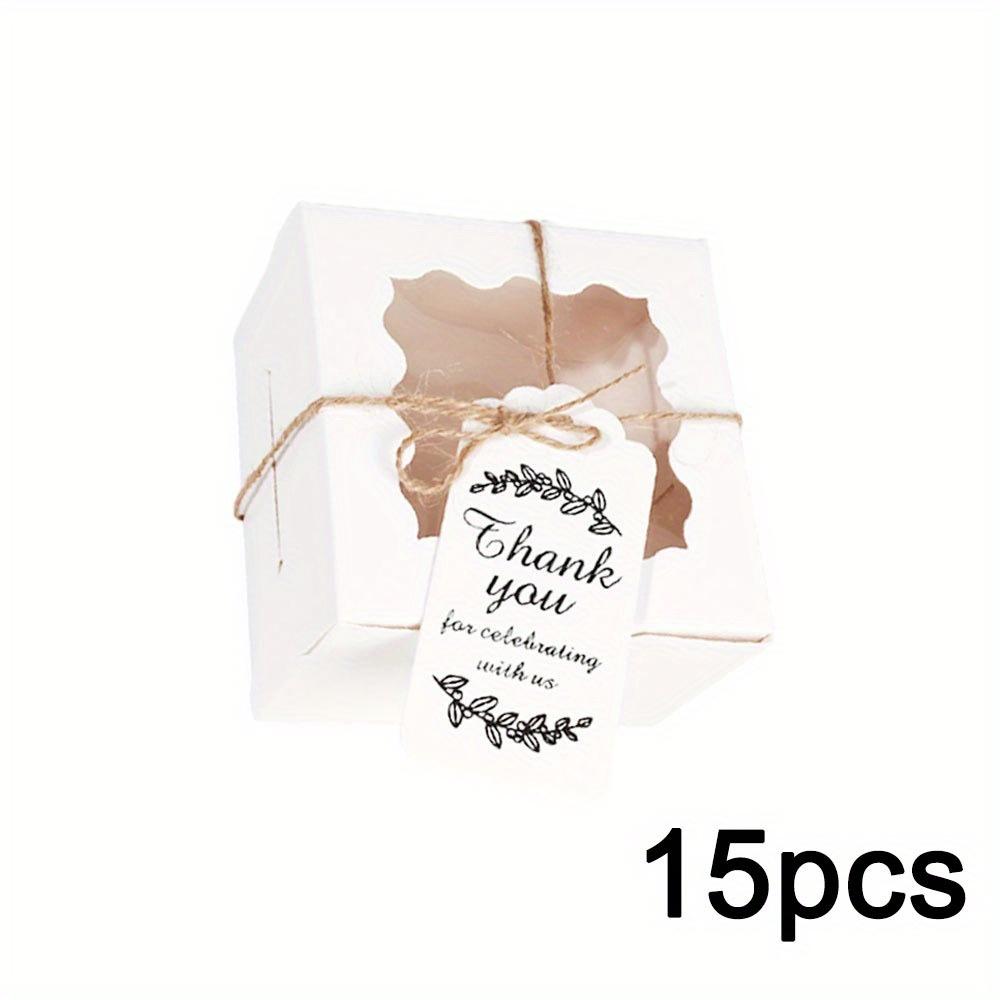 50pcs Kraft Paper Boxes with Window White Gift Box with Labels and Hemp Ropes Treat Boxes Party Favor Boxes Packaging Box for Soap Gift Wrap Boxes