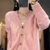 Women's Diamond Knit Wool Cardigan - Thick, Casual, Cable Knit Sweater for Autumn/Winter 2023, Loose-Fit and Versatile.