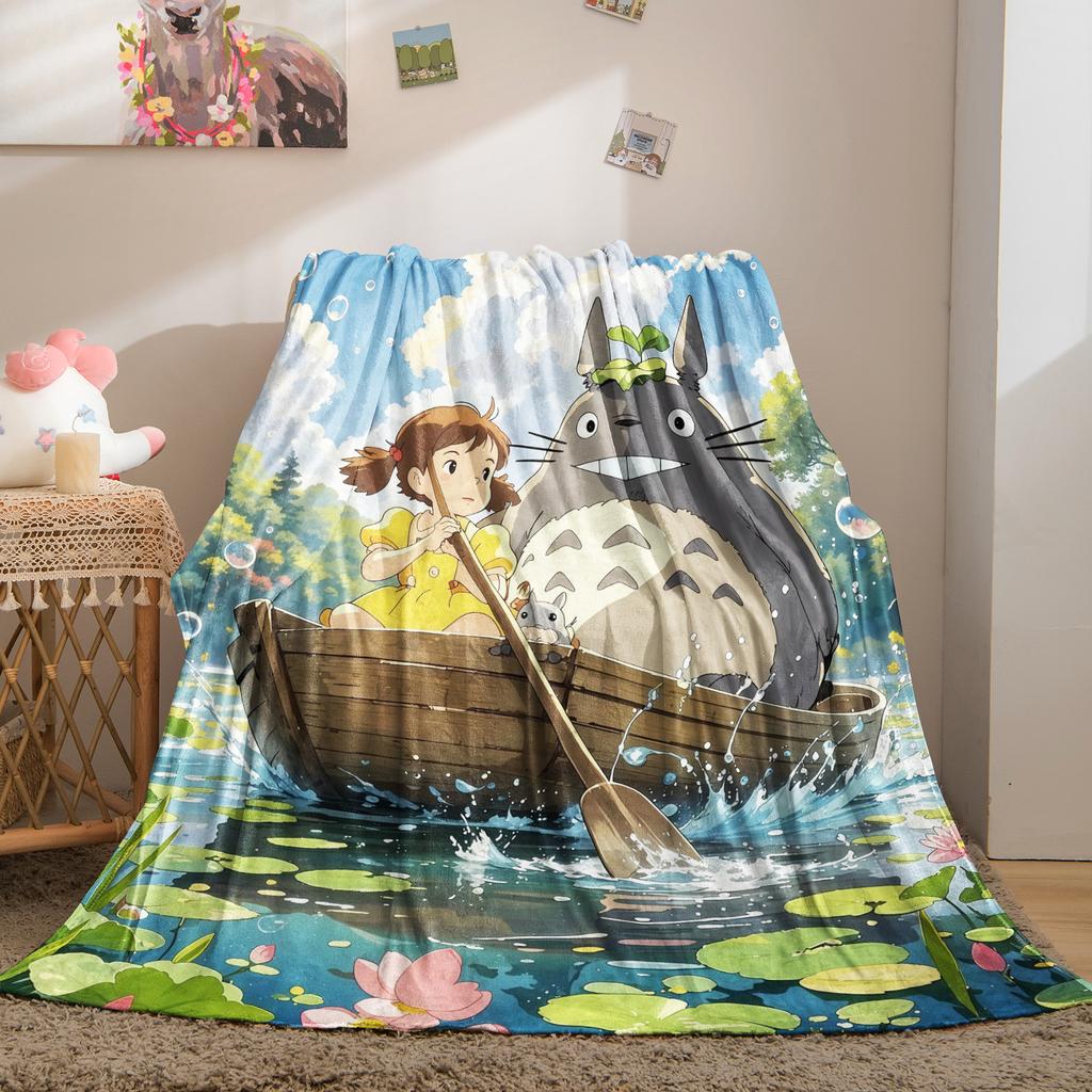 Classic Cartoon Anime T-Totoros Blanket For Office Travel Comfort Leisure Camp Travel Multifunctional Universal Blanket Fan Gift